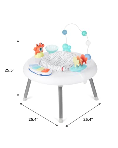 Skip Hop 2-in-1 Baby Activity Center with 20+ Developmental Activities Light-up Musical Piano for Tummy Time Play 4 Clip-on & Moveable Toys and 360-degree Rotating Seat Seascape Age 4m+ - image 8