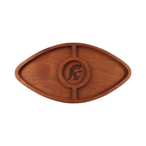 The Memory Company Officially Licensed NCAA - University of Southern California Acacia Football with Round Center Serving Board