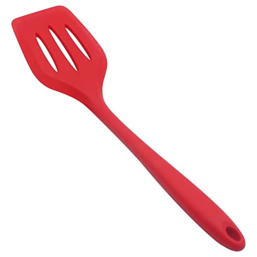 P-Plus International Silicone Spatula Turner for Nonstick 26.5 * 6. 2CM Inner Pot Stir Cookware Premium Silicone Slotted Spatula Ultra Flexible (Red.)