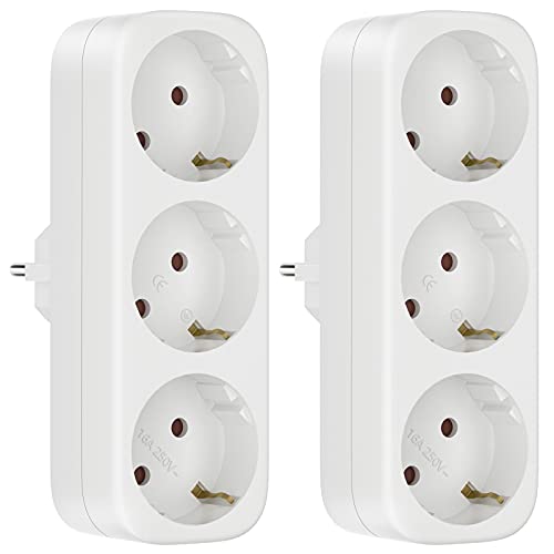 2 Stücke Doppelstecker, Doppelstecker für Steckdose, Wandplatte Steckdoseadapter, 3 in 1 Mehrfachsteckdose ohne Kabel, Mehrfachstecker, Steckdosenadapter für Büro, zu Hause, Reisen Cover