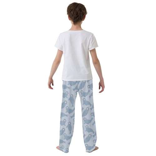 ZZXXB Seal Polka Dot Boys Long Pants Soft Trousers Elastic Waist Kids Lounge Bottoms with Pockets S-XL3
