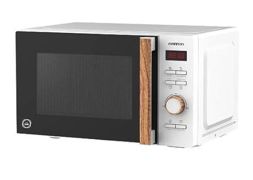 Infiniton Micro-ondes MW-S710, 800 W, 20 L, Poignée en bois, Fonction Grill, Fonction dégivrage, Vapeur inclus