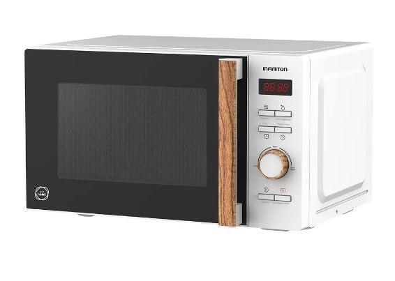 Infiniton Microondas MW-S710, 800 W, 20 L, Tirador de Madera, Función Grill, Función descongelar, Vaporera incluída