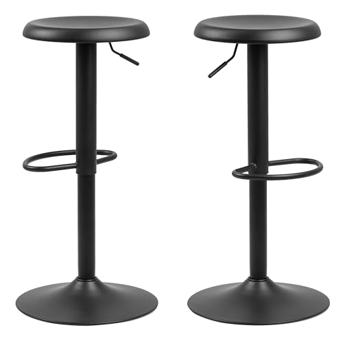 Furniture To Go Juego de 2 taburetes de Bar sin Respaldo, Color Negro