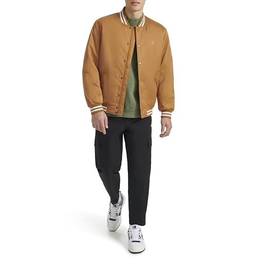 Image of Champion Men's Logo Striped-trim Varsity Jacket