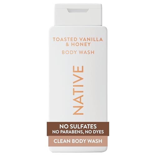 Image of Native Clean Body Wash, Gentle & pH-balanced for Sensitive Skin, 24-Hr Freshness for Women & Men, Vegan & Cruelty-Free, Free of Sulfates & Parabens, Toasted Vanilla & Honey, 18 fl oz