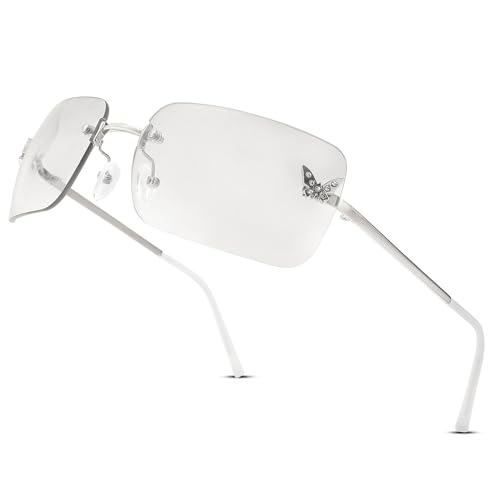 Revemo Rectangle Rimless Sunglasses for Women and Men