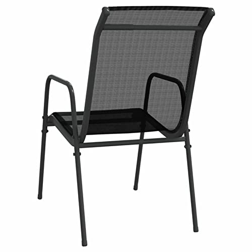 Chaises de jardin extérieur lot de 4 fauteuils acier noir table - 8