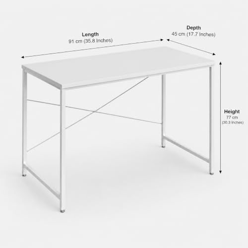 Image of FURLAY Slate Office Desk & Study Table for Students & Home Office, Engineered Wood Desk, Laptop & Computer Desk for Bedroom, Office, Work from Home | DIY (FFTS19, 91x45x77 CM)