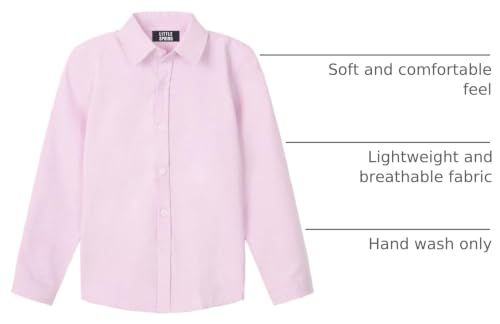 Image of LittleSpring Boys Button Down Long Sleeve Uniform Dress Shirts with Tie