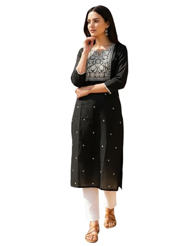Image of INDO ERA Womens Straight Embroidered Chikankari Kurta
