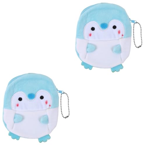 2 Pezzi portamonete in peluche piccola borsa per il trucco bloccare vagabondo moneta soldi Portamonete portatile per adulti carina cambia Borsa cotone pp Blue