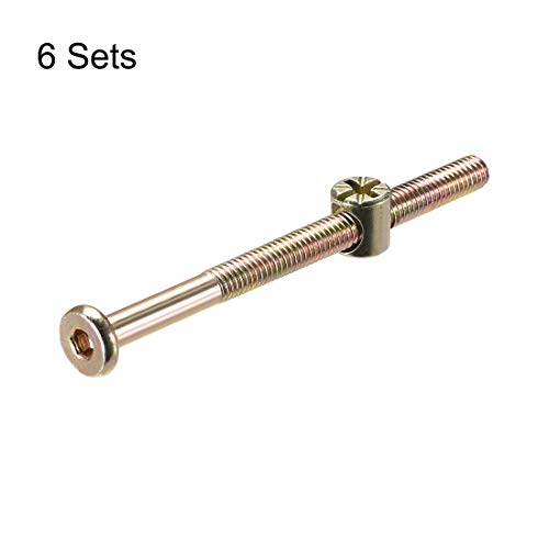Uxcell A19030500UX0247 M6 X 70Mm Furniture Bolts Nut Set Hex Socket Screw With Barrel Nuts Phillips-Slotted Zinc Plated 6 Sets thumb #1