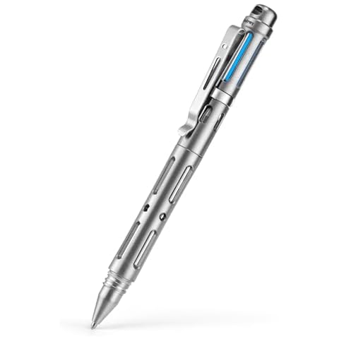 MecArmy TPX25 Titanium Luxury Pen, Edc Ballpoint Pen with Unique Anti-Tilt Shell Fluorescent Bar Pocket Clip for Office Writing, Waterproof Space Pen with Glass Breaker for Emergency School gifts Cover