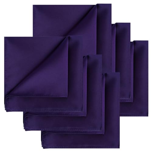Image of KissTies 6PCS Satin Pocket Square Plain Color Handkerchief Gift Set