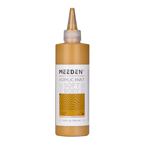 MEEDEN Pintura Acrílica Ocre Amarillo: 250ml / 8.45oz Colores Acrílicos Cuerpo Suave a Granel en Botella Ergonómica - Pinturas de Arte de Flujo Fluido para Artistas Pintura en Lienzo