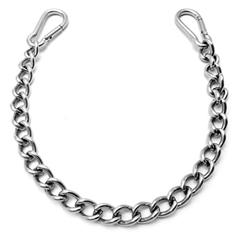 Will's Family Store 12 inches Stainless Steel Horse Curb Chain with Clips Hackamore Chain with Snap Hooks Cover