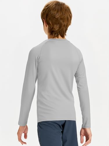 Image of DEVOROPA Youth Boys Compression Shirt Long /Short Sleeve Football Baseball Undershirt Quick Dry Kids Sports Baselayer Crewneck
