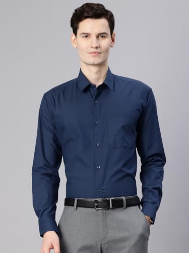 Image of Majestic Man Men's Solid Cotton Blend Wrinkle-Resistant Slim Fit Easy-Iron Formal & Office Wear