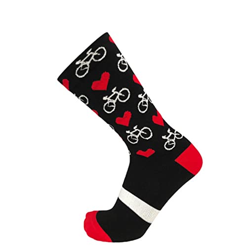 Chaussettes de cyclisme de compression haut de gamme avec motif coeur original pour le sport