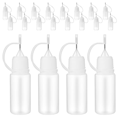BAZEITFLOW Lot de 25 Flacons Applicateurs Souples Transparents 10 Ml avec Embout de Précision – Flacons à Tube Souple Réutilisables pour Peinture Colle – Distribution Précise et Contrôle