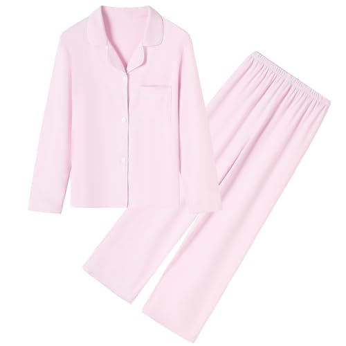 Umeyda Girls & Womens Modal Pajamas Set Soft Long Sleeve 2 Pieces Button Down Pjs
