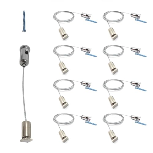 Mlysnd Seilaufhängung, 8 Stück Seilaufhängung Einbauset Lampenaufhängung für LED Panel Deckenleuchte, Aufhängen von Lampen, Reklametafeln DIY Lampe Kleiderbügel (M5 Quadratnagel)