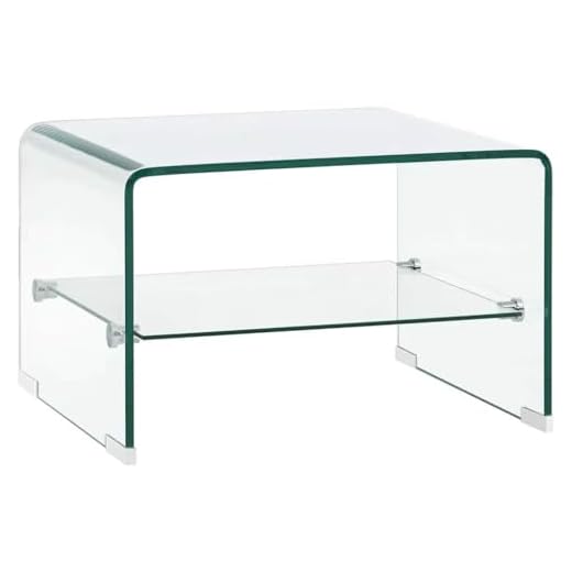 vidaXL Tempered Safety Glass Coffee Table - Clear, Minimalistic, Modern Design, with Integrated Shelf, Ideal for Living Room, Bedroom or Office