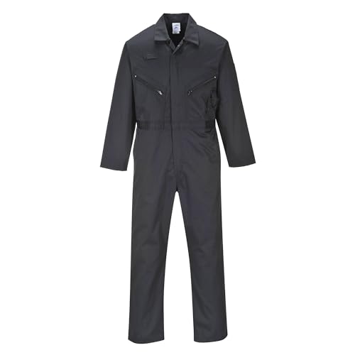 Portwest C813 Liverpool Zipper Coverall with Front Snap Closure and 2 Way Zipper, Graphite, MediumR