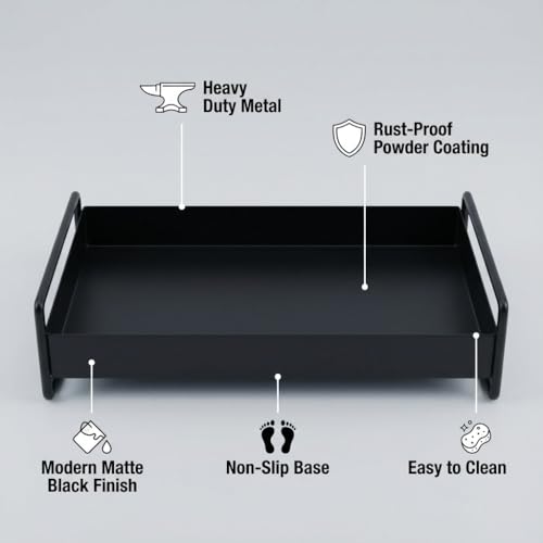 Image of Modern Black Metal Tray for Kitchen Organizer, Oil Stand for Kitchen Countertop and Corner Storage