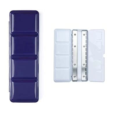 AliotechTravel Artist Empty Watercolor Tins Box Palette Paint Case, Medium Colorful Tin with 24Pcs Half Pans (Deep Blue)