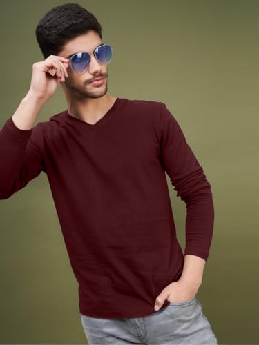 Image of INKKR Men's Solid Plain V-Neck T-Shirt