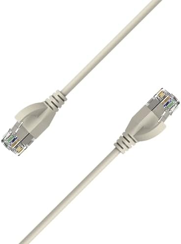 Elfcam® - 15m Câble Ethernet Cat 6A Ultra Slim 10Gbps 32AWG UTP OD2,8mm 500MHz, 10Gb Thin RJ45 Cat 6A Patch Cord pour LAN, Routeur, Modem, Xb Laptop et Servers, Blanc, 15 Mètre
