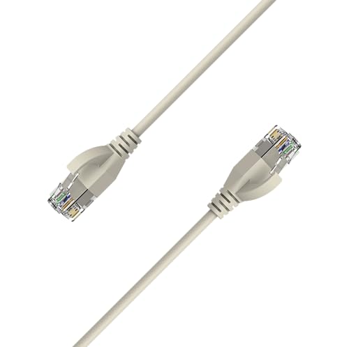 Elfcam® - 30m Ethernet Kabel Cat 6A Ultra Slim 10Gbps 32AWG UTP OD2,8mm 500MHz, 10Gb Thin RJ45 Cat 6A Patch Cord für LAN, Router, Modem, Xb Laptop und Servers, Weiß, 30 Meter