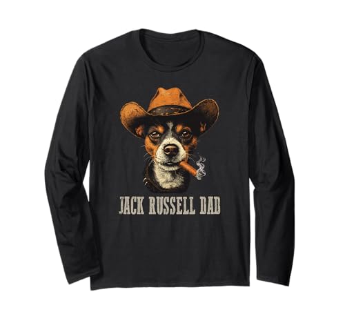 Jack Russell Dog Vintage Best Dad Fête des pères pour Homme Manche Longue