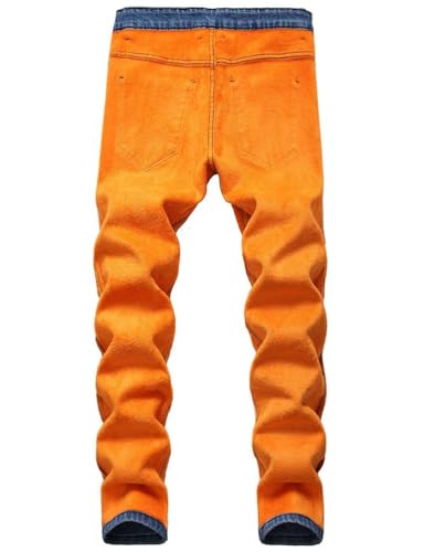 Ylingjun Mens Warm Sherpa Lined Biker Jeans Stretch Slim Fit Fleece Denim Pants4