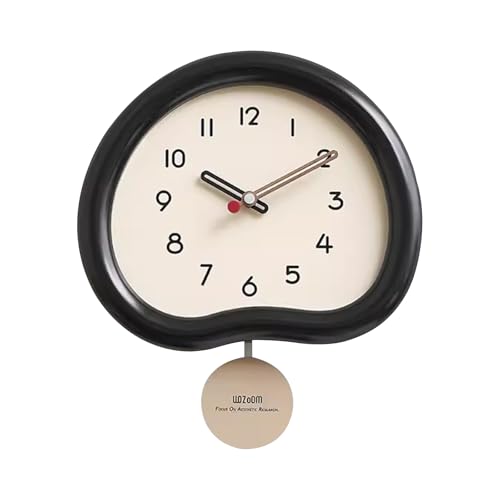 Ergocar Reloj De Pared De Madera Moderno y Silencioso, Analógico Con Péndulo Oscilante, Redondo, Funciona Con Pilas, Adecuado Para Dormitorio, Salón