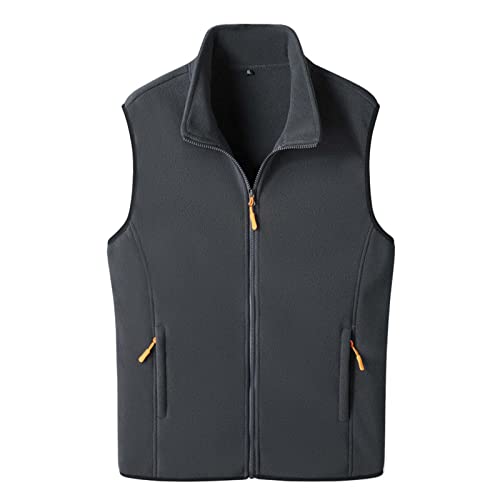 Men's Winter Vest Polar Fleece Full Zipper Casual Slim Fit Sleeveless Jackets Lightweight Comfy Outdoor Warm Waistcoat #TOP2