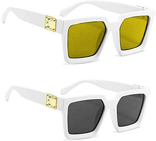 DANNILOUV Protected Square Sunglasses inspired from Badshah Sunglasses, Sahil Khan & Jass Manak Combo Pack Of 2