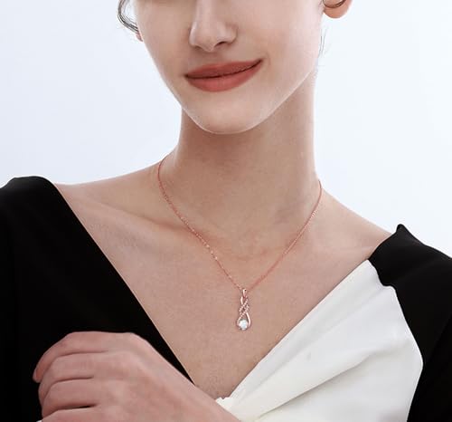 Birthstone Necklaces for Women 925 Sterling Silver Infinity Pendant White Gold Jewelry for Her, 16"+2"2
