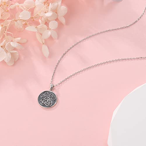Ejalen Celtic-Knot Dog Paw Print Necklace - 925 Sterling Silver Black Oxidation Round Puppy Footprint Dog Pendant Jewelry Dog Lovers Gifts For Women Girls #TOP4