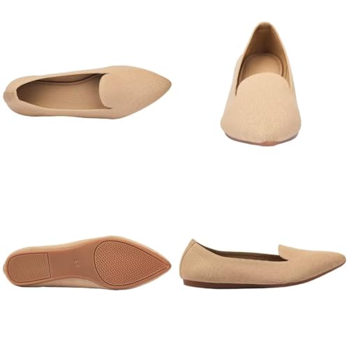 Image of Frank Mully Women's Casual Loafer Flats Slip On Loafer Shoes Comfortable Knit Flat Shoes Classics Pointy Toe Loafer Flats,for Work,Travel