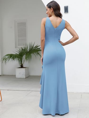 Image of FQA Formal Evening Dresses for Women Elegant Evening Party Prom Dress Long Sexy V Neck Sleeveless Split Wrap