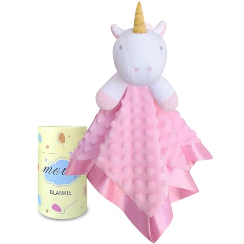 Image of Loveys for Babies, Soft Baby Security Blanket Lovies for Babies, Stuffed Animals Blankie for Newborn Infant with Baby Snuggle Toy, Gilrs Gifts Pink Unicorn Security Blanket 16 Inch