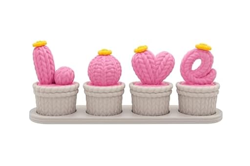 Set 4 Cajas Decorativas LOVE con Base – Diseño Crochet Rosa | Cactus en Forma de Letras Love | Joyero Original para Anillos, Decoración Romántica y Regalo San Valentín - Decoración habitación bebe | Ya disponible en tu tienda friki favorita! En mundofriki.es!