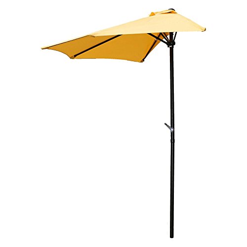 International Caravan Furniture Piece 9-Foot Half Round Wall Hugger Umbrella