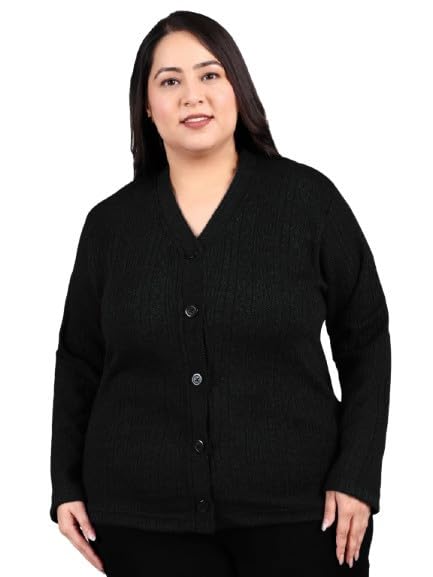 Image of HIFZAA Plus Size Sweater for Womens Woolen Full Sleeve Cardigan 3XL 4XL 5XL 6XL