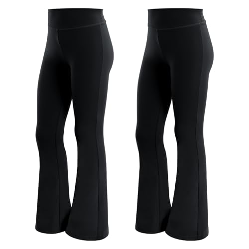 KAKU NANU Schlaghose Mädchen Leggings Schwarz Kinder Flared Leggings Sporthose Mädchen Yogahose 13 14 Jahre