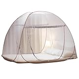 Portable Pop-Up Brown Mosquito Net Tent for Bed, L79 x W71 x H59 inch Large Folding Mosquito Netting with Net Bottom, 2 Entries, Suit for Twin to King Size Bed