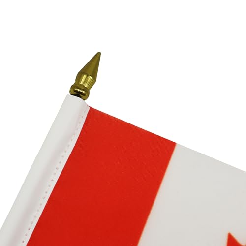AZ FLAG - Tischflagge Kanada - 15x10 cm Goldene Splitze - Kanadische Tischfahne 10 x 15 Cm - Flaggen